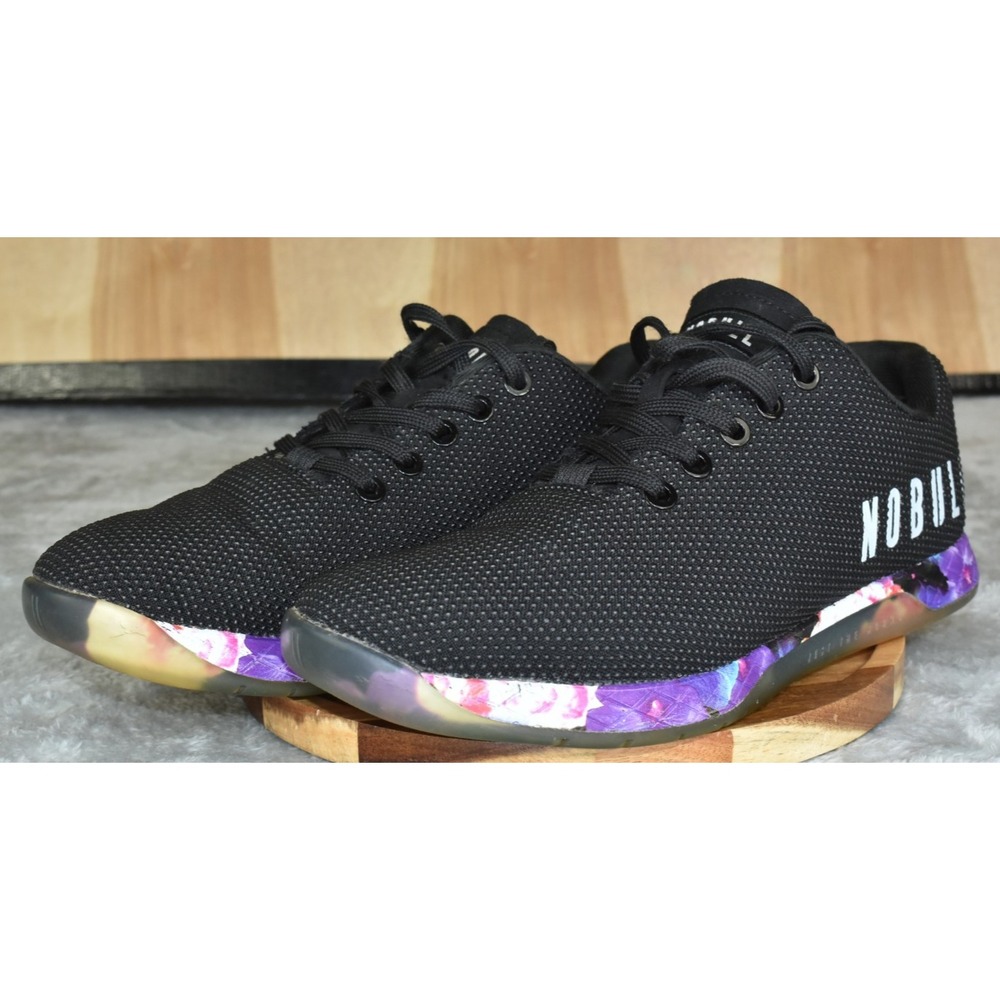 Nobull SuperFabric Outwork Shoes Womens 9 Mens 7.5 Black Floral Gym Sneakers